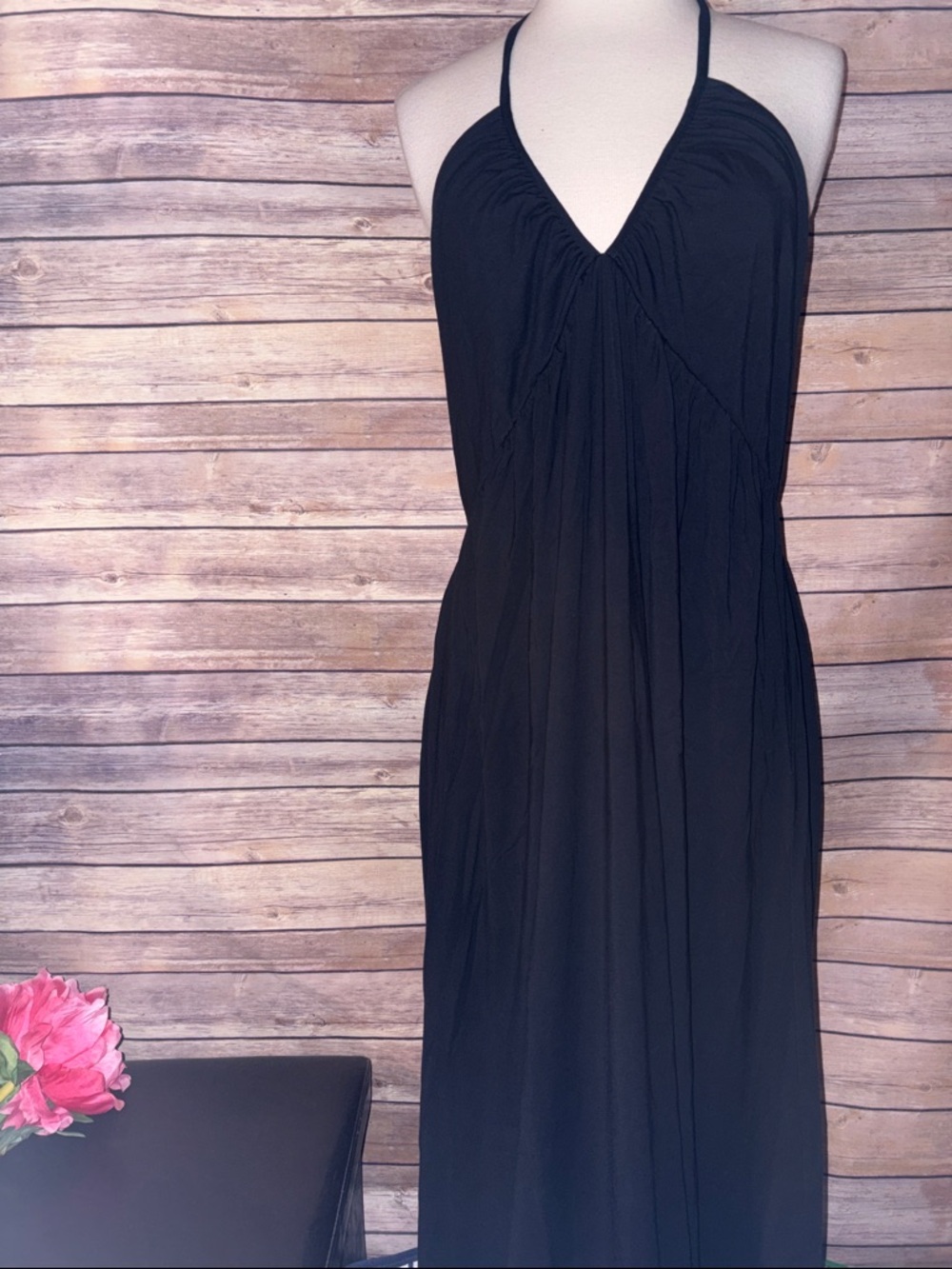 Classic Black Halter Maxi Dress - Sleek Women's Evening Maxi